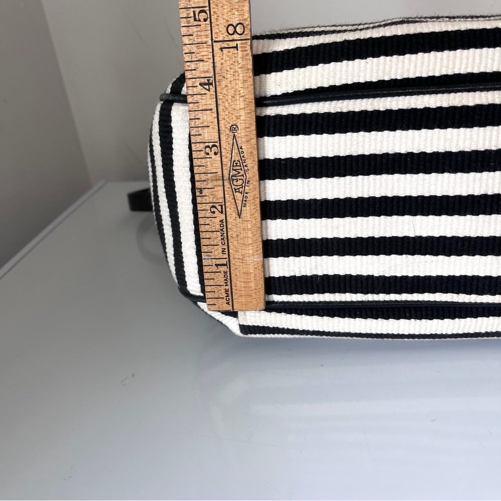 Kate Spade Black White Striped Crossbody Bag Canvas Leather Trim Convertible - Picture 16 of 16
